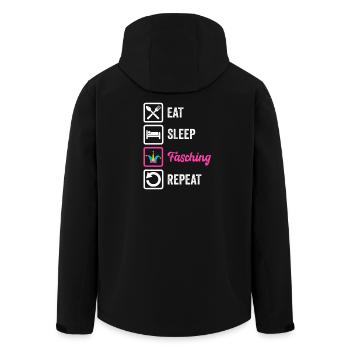 Mange, dors, fasching Répétez – Helau Spruch - Veste softshell homme en polyester recyclé Stanley/Stella - noir - Dos - AI Model Male 185 light (185cm)