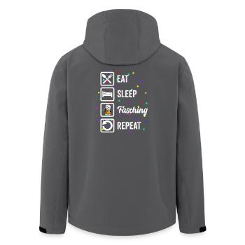 Eat Sleep Carnaval Repeat – Bière & Carnaval - Veste softshell homme en polyester recyclé Stanley/Stella - charbon - Dos - AI Model Male 185 light (185cm)