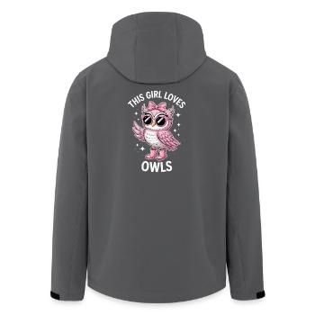 Paroles de la chouette Cadeau drôle de chouettes - Veste softshell homme en polyester recyclé Stanley/Stella - charbon - Dos - AI Model Male 185 light (185cm)