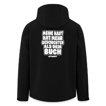 Meine Haut Hat Mehr Geschichten - Recycelte Männer Softshell-Jacke von Stanley/Stella - Schwarz - Hinten - AI Model Male 185 light (185cm)