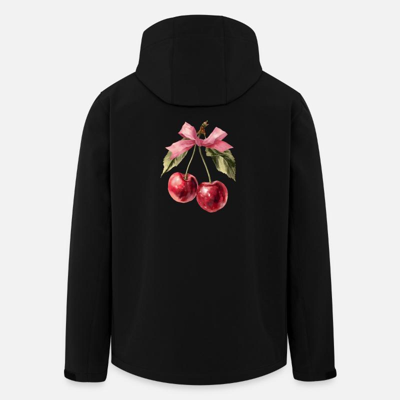 Cerises avec ruban | Saint-Valentin - Amour - Veste softshell homme en polyester recyclé Stanley/Stella - noir