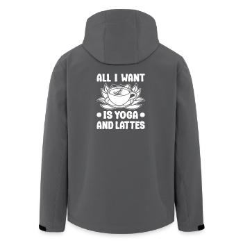 Pilates Enthusiasts All I Want Is Yoga & Lattes - Recycelte Männer Softshell-Jacke von Stanley/Stella - Schwarz - Hinten - AI Model Male 185 light (185cm)