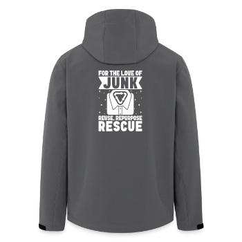 Thrift Shop Junk Reuse Repurpose Rescue Love - Recycelte Männer Softshell-Jacke von Stanley/Stella - Schwarz - Hinten - AI Model Male 185 light (185cm)