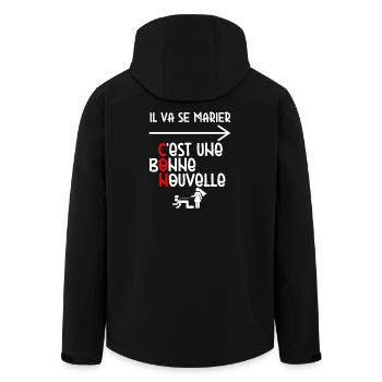 Tenue Groupe EVG Mariage Humour - Veste softshell homme en polyester recyclé Stanley/Stella - noir - Dos - AI Model Male 185 light (185cm)