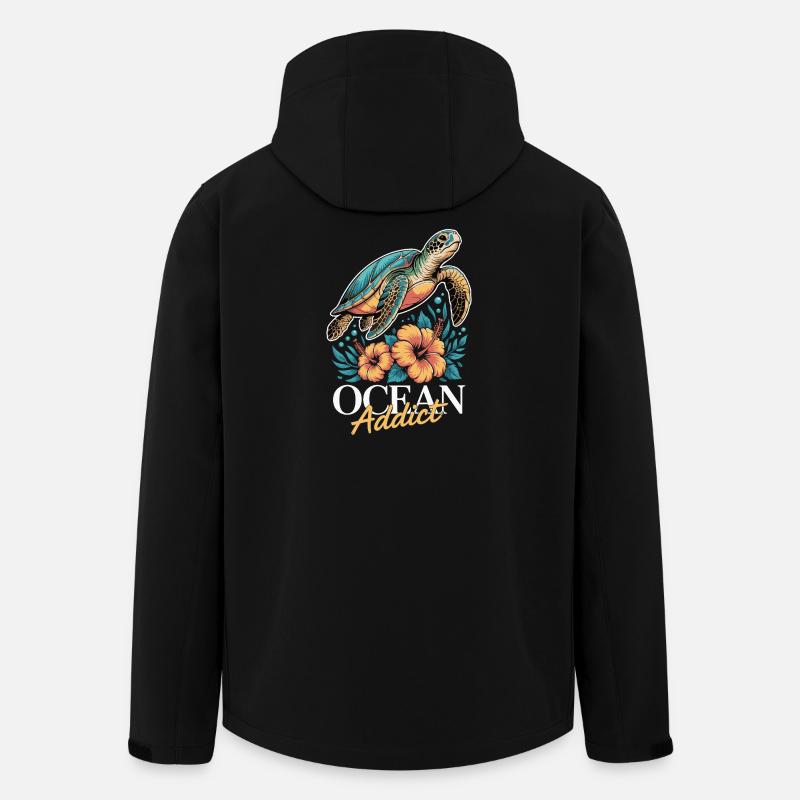 Sea Turtle Ocean Addict Design - Veste softshell homme en polyester recyclé Stanley/Stella - noir