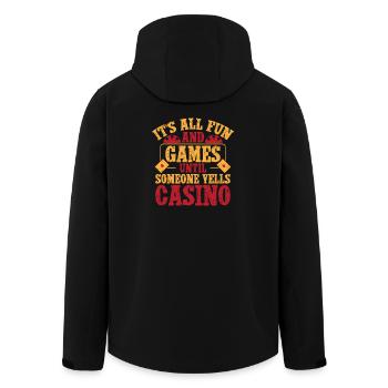 Gambling Fan Fun & Games Until Yells Casino - Men’s Recycled Softshell Jacket by Stanley/Stella - black - Back - AI Model Male 185 light (185cm)