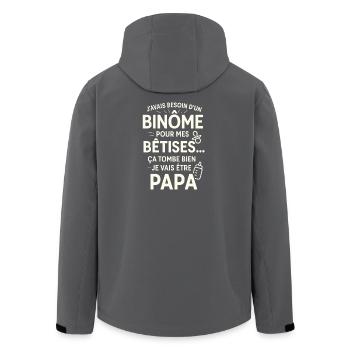 Papa Binôme Bêtises - Veste softshell homme en polyester recyclé Stanley/Stella - noir - Dos - AI Model Male 185 light (185cm)
