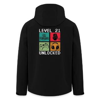 Gamer Level 21 Unlocked - Gaming - Recycelte Männer Softshell-Jacke von Stanley/Stella - Schwarz - Hinten - AI Model Male 185 light (185cm)
