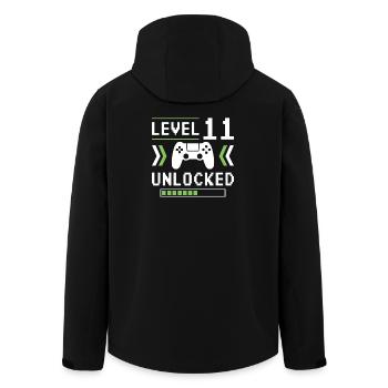 Level 11 - Men’s Recycled Softshell Jacket by Stanley/Stella - black - Back - AI Model Male 185 light (185cm)
