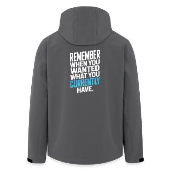 Remember When You Wanted Gratitude Mindfulness - Men’s Recycled Softshell Jacket by Stanley/Stella - anthracite - Back - AI Model Male 185 light (185cm)