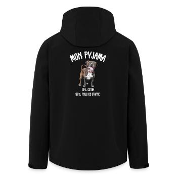 Pyjama Poils de Staffie Humour - Veste softshell homme en polyester recyclé Stanley/Stella - noir - Dos - AI Model Male 185 light (185cm)