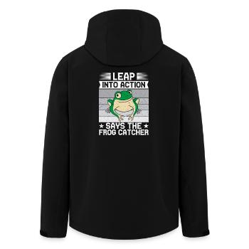 Frog Catcher Leap Into Action Frog - Men’s Recycled Softshell Jacket by Stanley/Stella - black - Back - AI Model Male 185 light (185cm)