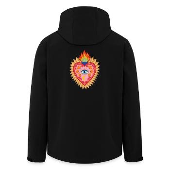 Sacred Mexican Heart Mystical Ex-Voto mit Cent Eye - Recycelte Männer Softshell-Jacke von Stanley/Stella - Schwarz - Hinten - AI Model Male 185 light (185cm)