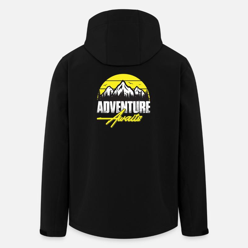 Adventure Awaits Mountain Landscape Neon - Men’s Recycled Softshell Jacket by Stanley/Stella - black