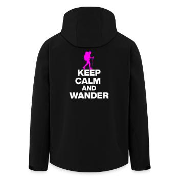 KEEP CALM AND WANDER!, HIKEING LAUFEN TRAIL PINK w - Men’s Recycled Softshell Jacket by Stanley/Stella - black - Back - AI Model Male 185 light (185cm)