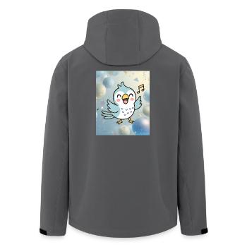 Fröhliches Küken singt zwischen bunten Blasen - Recycelte Männer Softshell-Jacke von Stanley/Stella - Anthrazit - Hinten - AI Model Male 185 light (185cm)