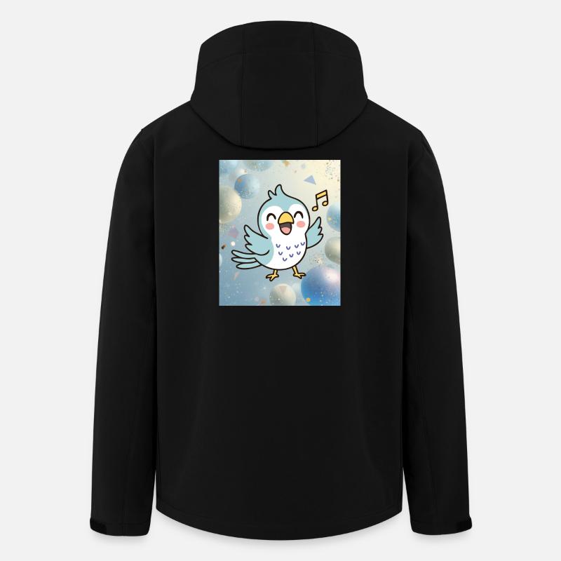 Fröhliches Küken singt zwischen bunten Blasen - Recycelte Männer Softshell-Jacke von Stanley/Stella - Schwarz