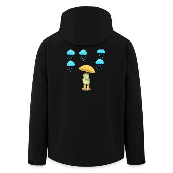 Frog with umbrella in the rain - Men’s Recycled Softshell Jacket by Stanley/Stella - black - Back - AI Model Male 185 light (185cm)