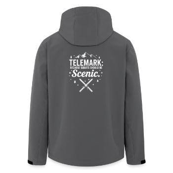 Telemark Ski Funny Scenic Squats - Men’s Recycled Softshell Jacket by Stanley/Stella - anthracite - Back - AI Model Male 185 light (185cm)