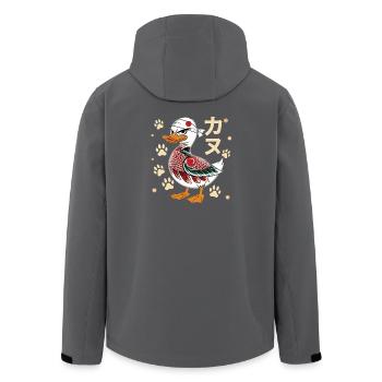 Canard de combat avec symboles japonais et - Veste softshell homme en polyester recyclé Stanley/Stella - noir - Dos - AI Model Male 185 light (185cm)