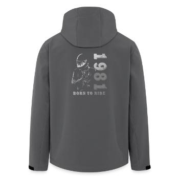 1981 Vintage Motorcycle Biker Birthday Born - Men’s Recycled Softshell Jacket by Stanley/Stella - anthracite - Back - AI Model Male 185 light (185cm)