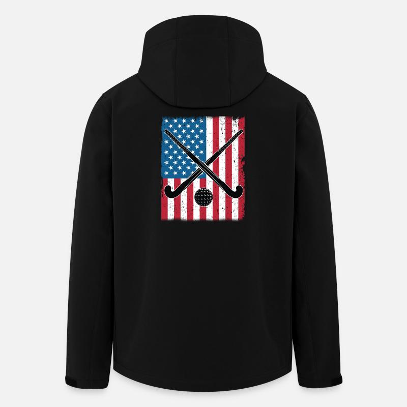 Drapeau USA de hockey sur gazon - Veste softshell homme en polyester recyclé Stanley/Stella - noir