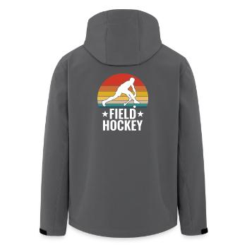 Field Hockey Mens Retro Vintage - Men’s Recycled Softshell Jacket by Stanley/Stella - black - Back - AI Model Male 185 light (185cm)