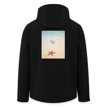 Liebe am Strand und Seesterne - Recycelte Männer Softshell-Jacke von Stanley/Stella - Schwarz - Hinten - AI Model Male 185 light (185cm)