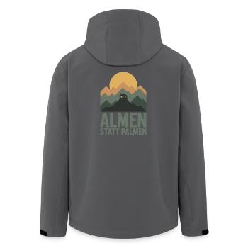 Pâturages alpins au lieu de palmiers Lustiger Alpen Spruch Wanderer - Veste softshell homme en polyester recyclé Stanley/Stella - noir - Dos - AI Model Male 185 light (185cm)