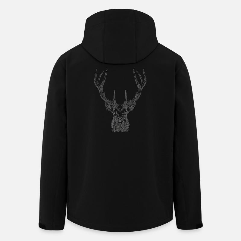 Cerf Tech – Cerf géométrique en gris - Veste softshell homme en polyester recyclé Stanley/Stella - noir