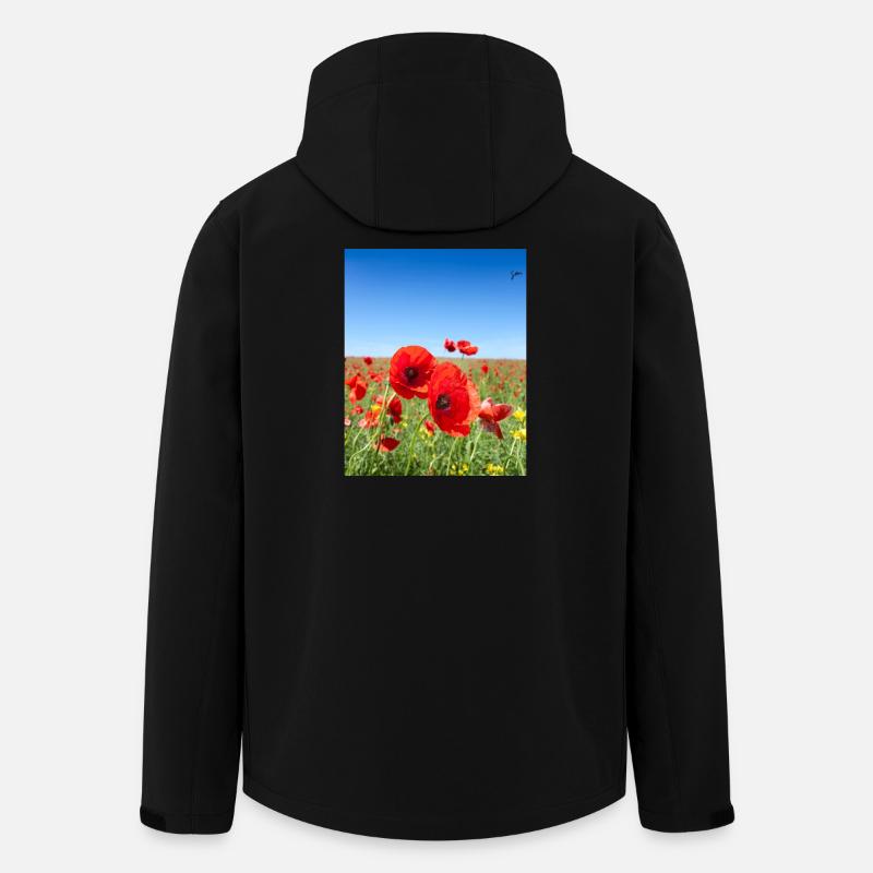 Les coquelicots dans le champ bleu - Veste softshell homme en polyester recyclé Stanley/Stella - noir