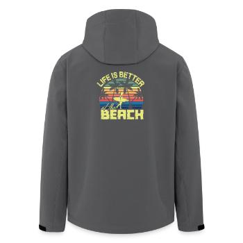 Beach Surfer Retro Sunset - Men’s Recycled Softshell Jacket by Stanley/Stella - anthracite - Back - AI Model Male 185 light (185cm)