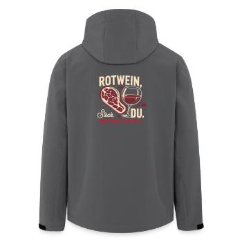  Rotwein Steak Du Mehr brauch ich nicht - Recycelte Männer Softshell-Jacke von Stanley/Stella - Schwarz - Hinten - AI Model Male 185 light (185cm)