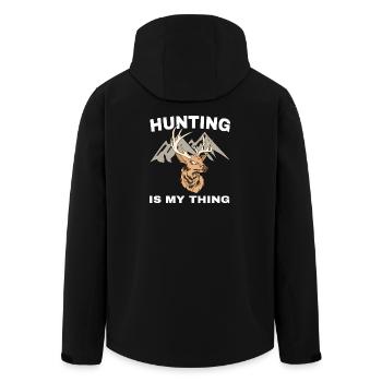 Hunting love: Deer's head in front of mountains - Men’s Recycled Softshell Jacket by Stanley/Stella - black - Back - AI Model Male 185 light (185cm)