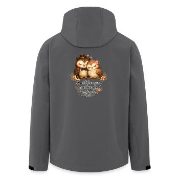 Cute Owls I will love you owlways Spruch Liebe - Men’s Recycled Softshell Jacket by Stanley/Stella - black - Back - AI Model Male 185 light (185cm)