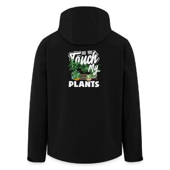 Touch My Plants Funny Plant Lover - Men’s Recycled Softshell Jacket by Stanley/Stella - black - Back - AI Model Male 185 light (185cm)