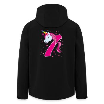 Licorne, 7 ans, 7e anniversaire, enfant - Veste softshell homme en polyester recyclé Stanley/Stella - noir - Dos - AI Model Male 185 light (185cm)