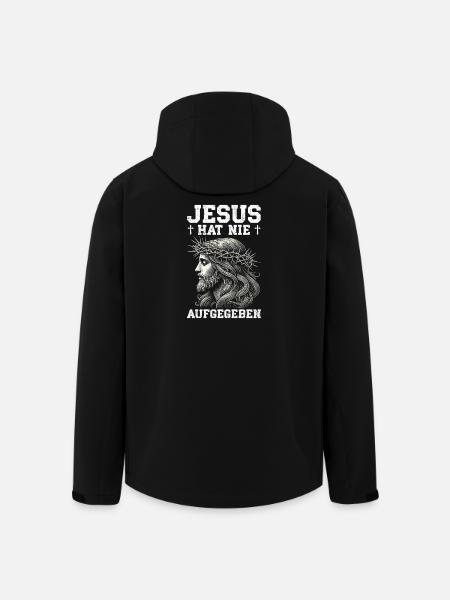 Jesus Never Gave Up Christian Church - Men’s Recycled Softshell Jacket by Stanley/Stella - black