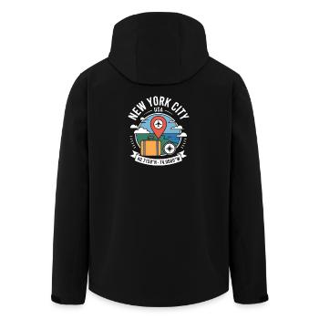 New York City USA 40.7128N 74.0060W - Men’s Recycled Softshell Jacket by Stanley/Stella - black - Back - AI Model Male 185 light (185cm)
