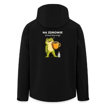Frog Na zdrowie Coffee & Vodka Humor - Men’s Recycled Softshell Jacket by Stanley/Stella - black - Back - AI Model Male 185 light (185cm)