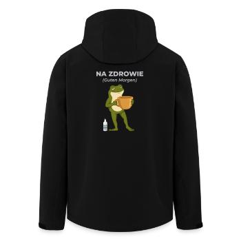 Frog Na zdrowie Coffee & Vodka Humor - Men’s Recycled Softshell Jacket by Stanley/Stella - black - Back - AI Model Male 185 light (185cm)