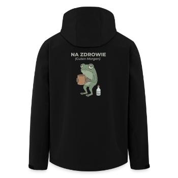 Frog Na zdrowie Coffee & Vodka Humor - Men’s Recycled Softshell Jacket by Stanley/Stella - black - Back - AI Model Male 185 light (185cm)