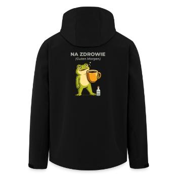 Frog Na zdrowie Coffee & Vodka Humor - Men’s Recycled Softshell Jacket by Stanley/Stella - black - Back - AI Model Male 185 light (185cm)