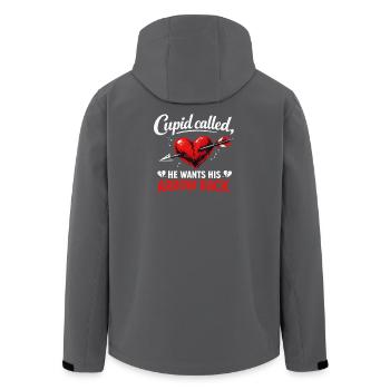Cupid Called He Wants His Arrow Back Flirty Joke - Men’s Recycled Softshell Jacket by Stanley/Stella - anthracite - Back - AI Model Male 185 light (185cm)