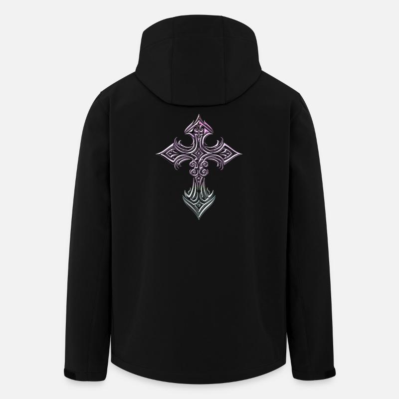 Iridescent Filigree Cross - Men’s Recycled Softshell Jacket by Stanley/Stella - black