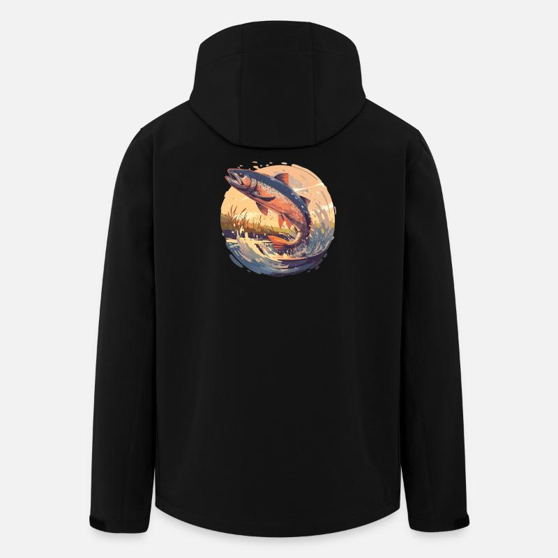 Lachse Lachs - Recycelte Männer Softshell-Jacke von Stanley/Stella - Schwarz