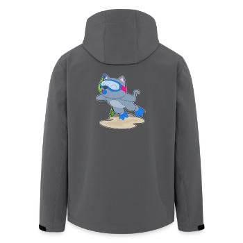 Katze Taucher Schnorchel Tauchen - Recycelte Männer Softshell-Jacke von Stanley/Stella - Schwarz - Hinten - AI Model Male 185 light (185cm)