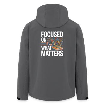 New Years Resolution Motivational Quotes - Men’s Recycled Softshell Jacket by Stanley/Stella - anthracite - Back - AI Model Male 185 light (185cm)