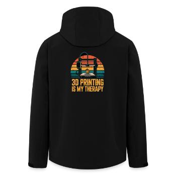 3D Printing Is My Therapy Retro 3D Printer Maker - Men’s Recycled Softshell Jacket by Stanley/Stella - black - Back - AI Model Male 185 light (185cm)