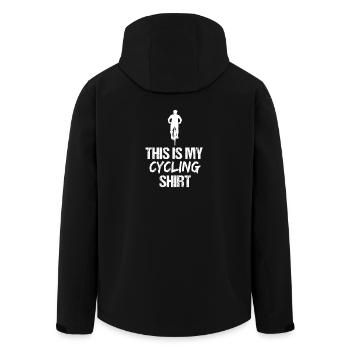 This Is My Cycling Shirt Funny Bike Rider Gift - Men’s Recycled Softshell Jacket by Stanley/Stella - black - Back - AI Model Male 185 light (185cm)